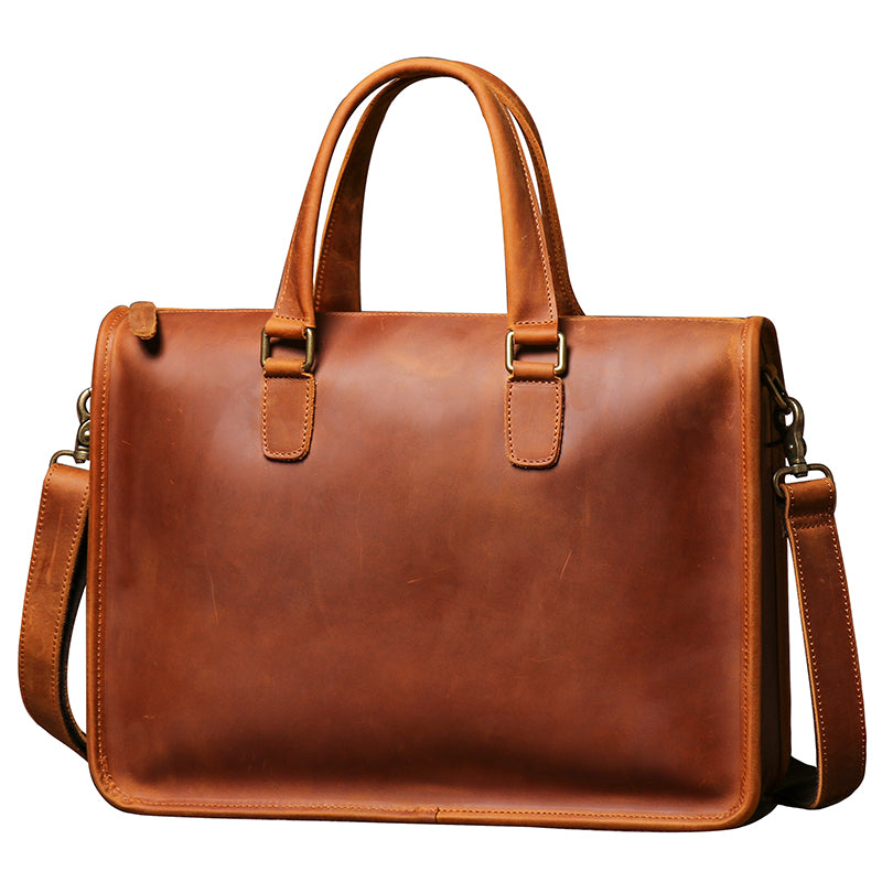 Gent's Crazy Horse Leather Briefcase - Premium Men's Bag from Tailored Gents, Tots 'N Paws - Just $210! Shop now at Tailored Gents, Tots 'N Paws