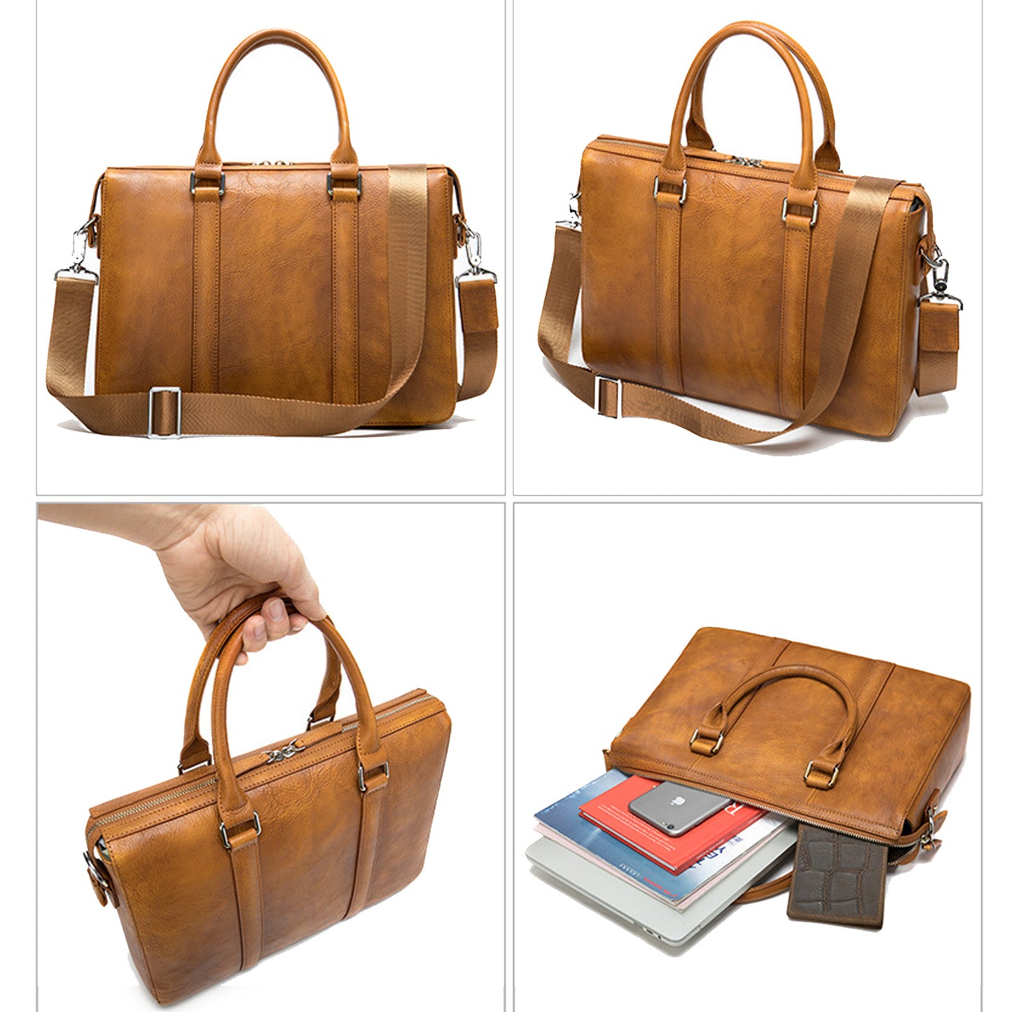 Gent's Simple Leather Briefcase - Premium Men's Bag from Tailored Gents, Tots 'N Paws - Just $160! Shop now at Tailored Gents, Tots 'N Paws