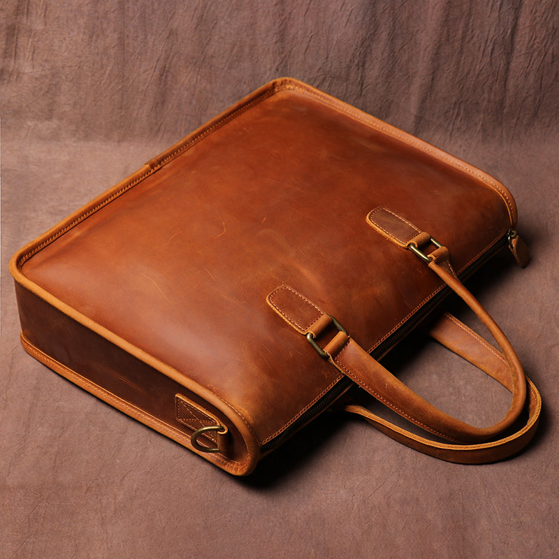 Gent's Crazy Horse Leather Briefcase - Premium Men's Bag from Tailored Gents, Tots 'N Paws - Just $210! Shop now at Tailored Gents, Tots 'N Paws