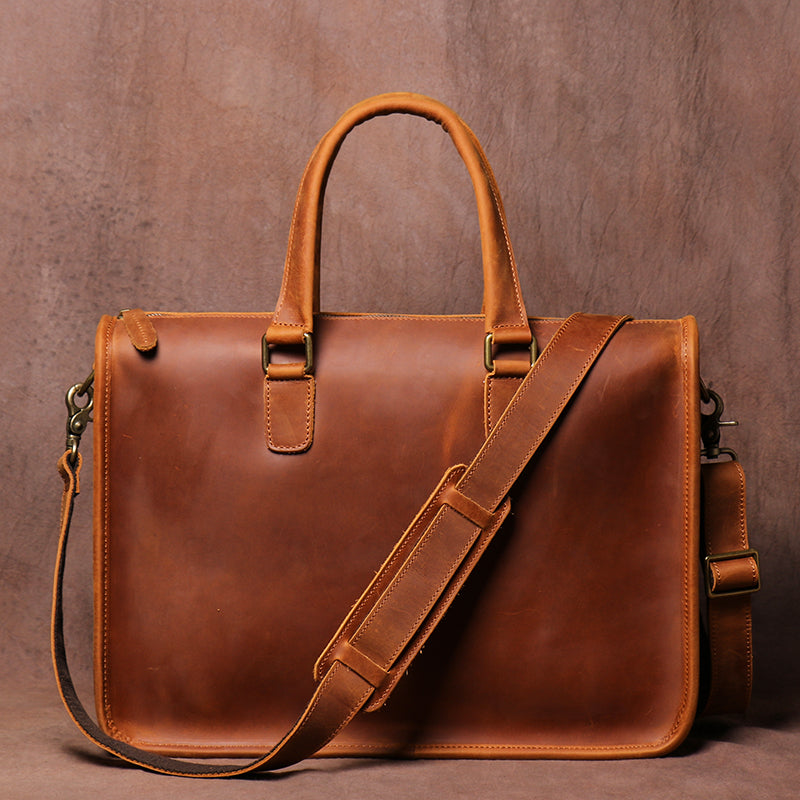 Gent's Crazy Horse Leather Briefcase - Premium Men's Bag from Tailored Gents, Tots 'N Paws - Just $210! Shop now at Tailored Gents, Tots 'N Paws