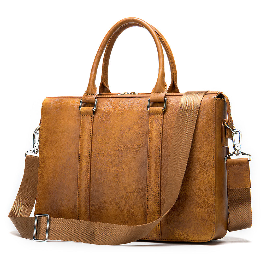 Gent's Simple Leather Briefcase - Premium Men's Bag from Tailored Gents, Tots 'N Paws - Just $160! Shop now at Tailored Gents, Tots 'N Paws