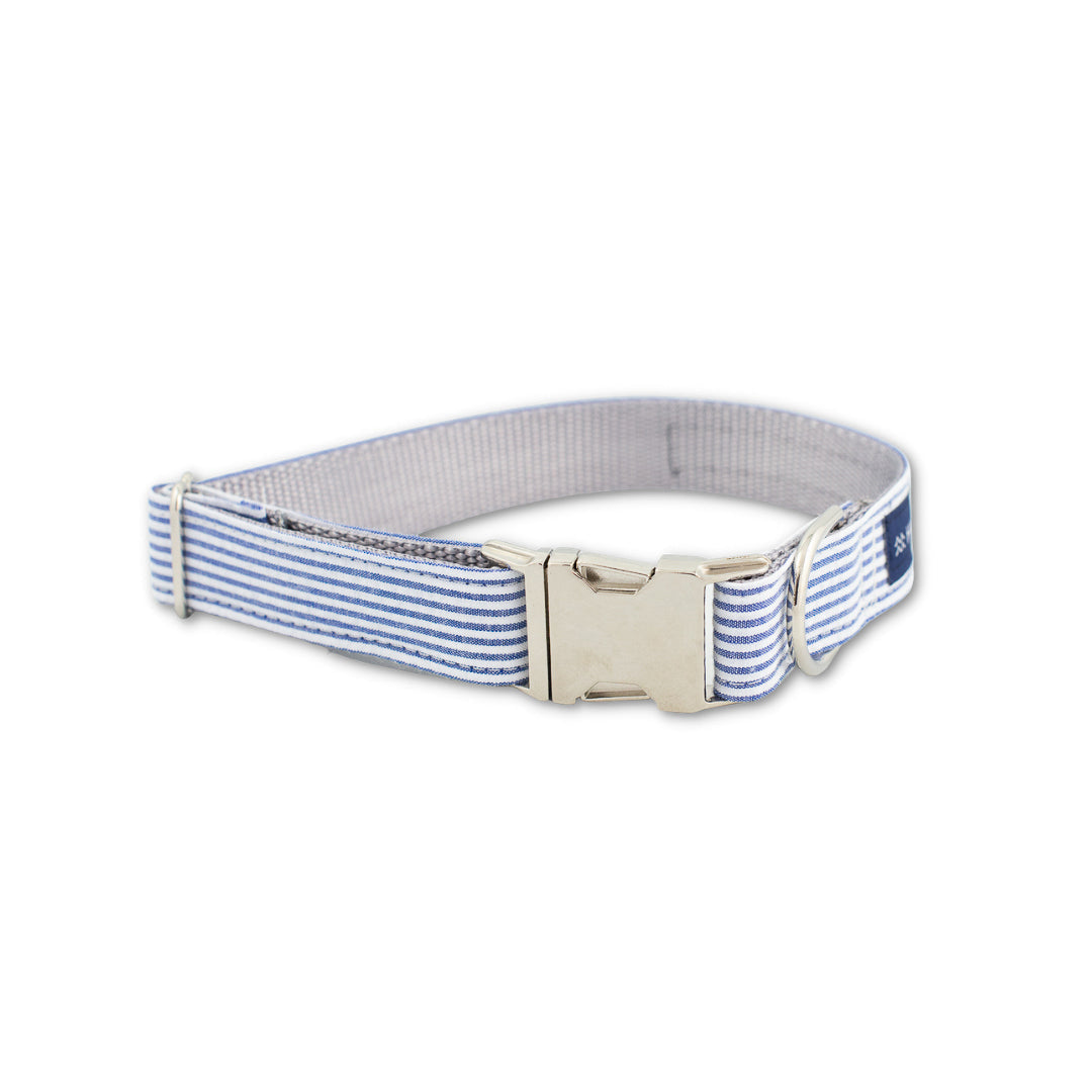 "Paws" Lake Life Striped Collar - Premium "Paws" Collar from Tailored Gents, Tots 'N Paws - Just $25.50! Shop now at Tailored Gents, Tots 'N Paws